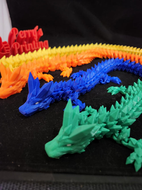 3D Printed Articulated Crystal Dragon Toy with Colored Eyes – Flexible Fidget Gemstone Dragon Gift for Kids & Adults - Unique Fantasy Gift