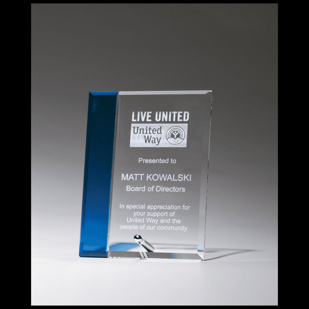 Elegant Clear Glass Award with Beveled Edge - Perfect for Recognition & Milestones - Beveled edge and silver plated easel post