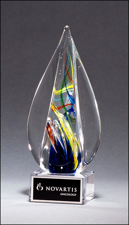 Art Glass Sculpture Engraved Recognition Award Professional Laser Personalized Gift Employee Appreciation Corporate Award Executive