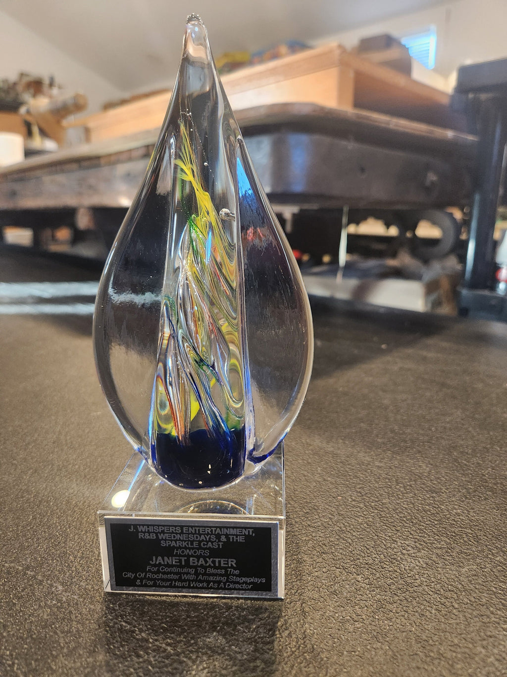 Art Glass Sculpture Engraved Recognition Award Professional Laser Personalized Gift Employee Appreciation Corporate Award Executive