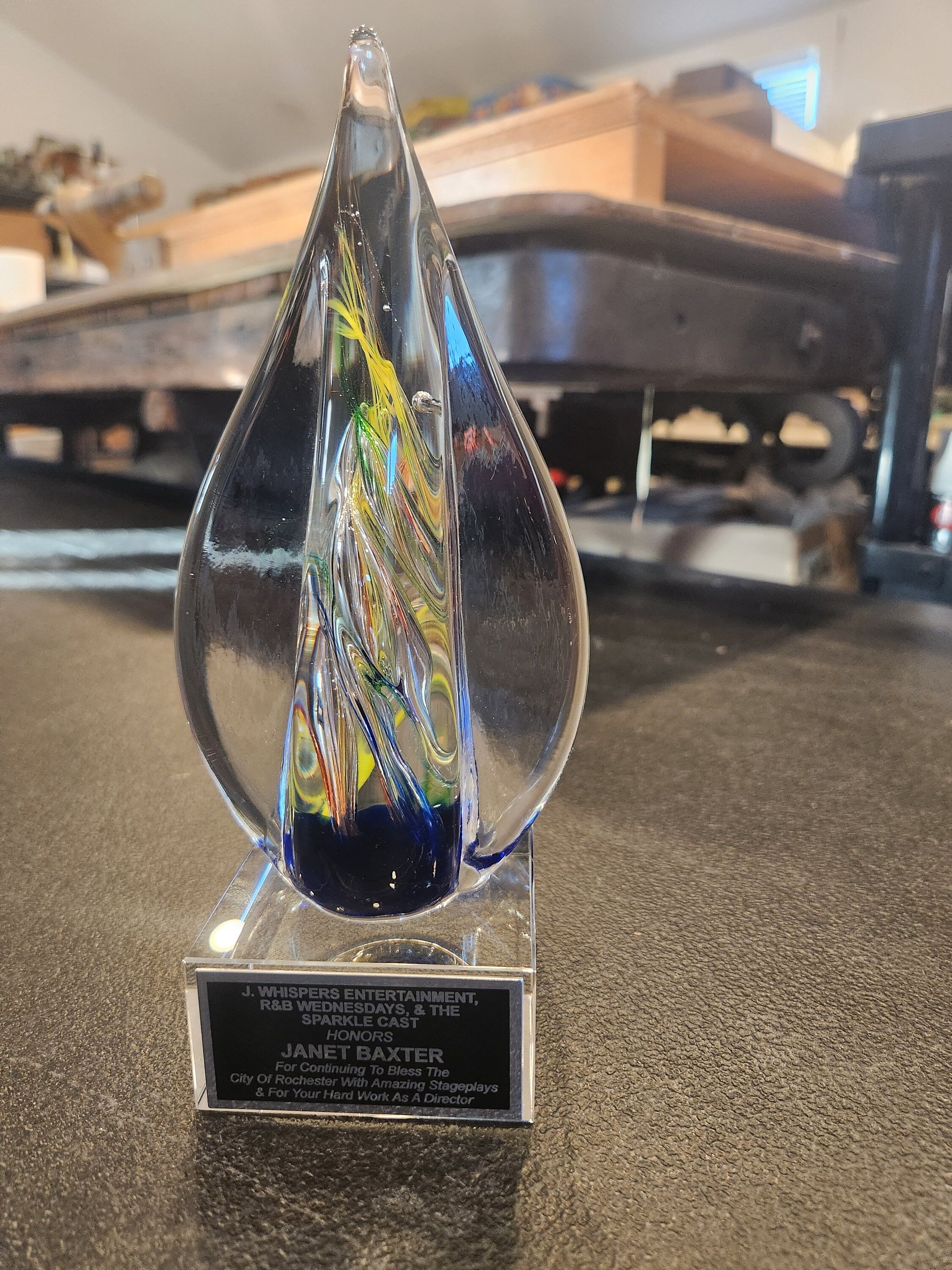 Art Glass Sculpture Engraved Recognition Award Professional Laser Personalized Gift Employee Appreciation Corporate Award Executive