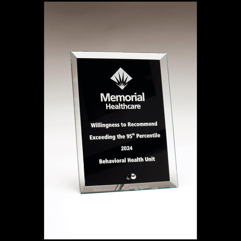 Elegant Clear Glass Award with Beveled Edge - Perfect for Recognition & Milestones - Beveled edge and silver plated easel post