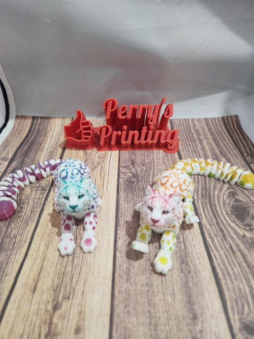 3D Printed Articulated Baby Snow Leopard – Rainbow Fantasy Flexi Toy, Realistic Big Cat Fidget - Realistic Fantasy Animal - Fantasy Decor