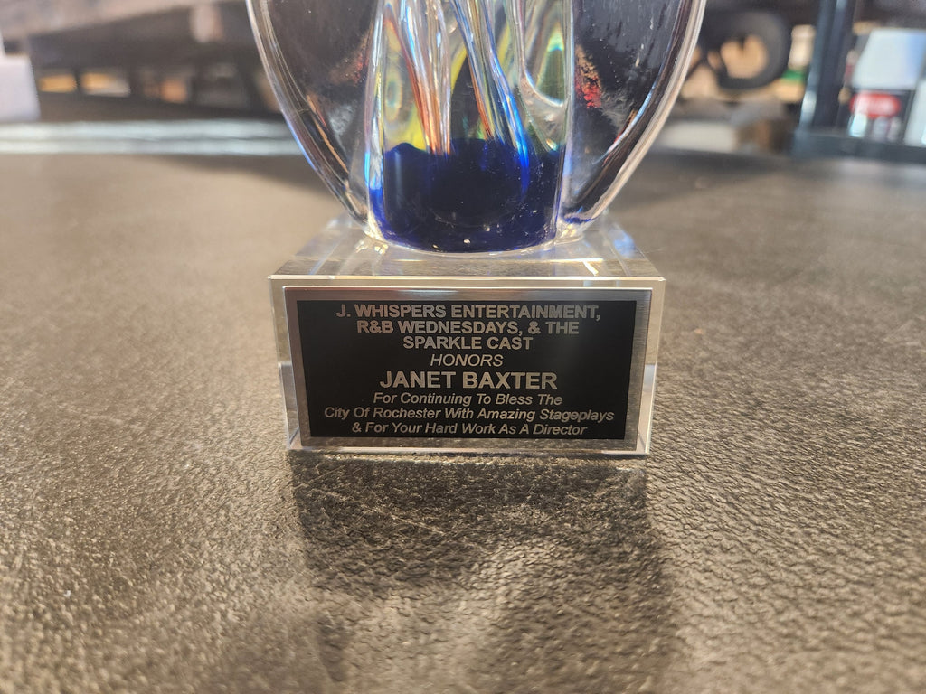 Art Glass Sculpture Engraved Recognition Award Professional Laser Personalized Gift Employee Appreciation Corporate Award Executive