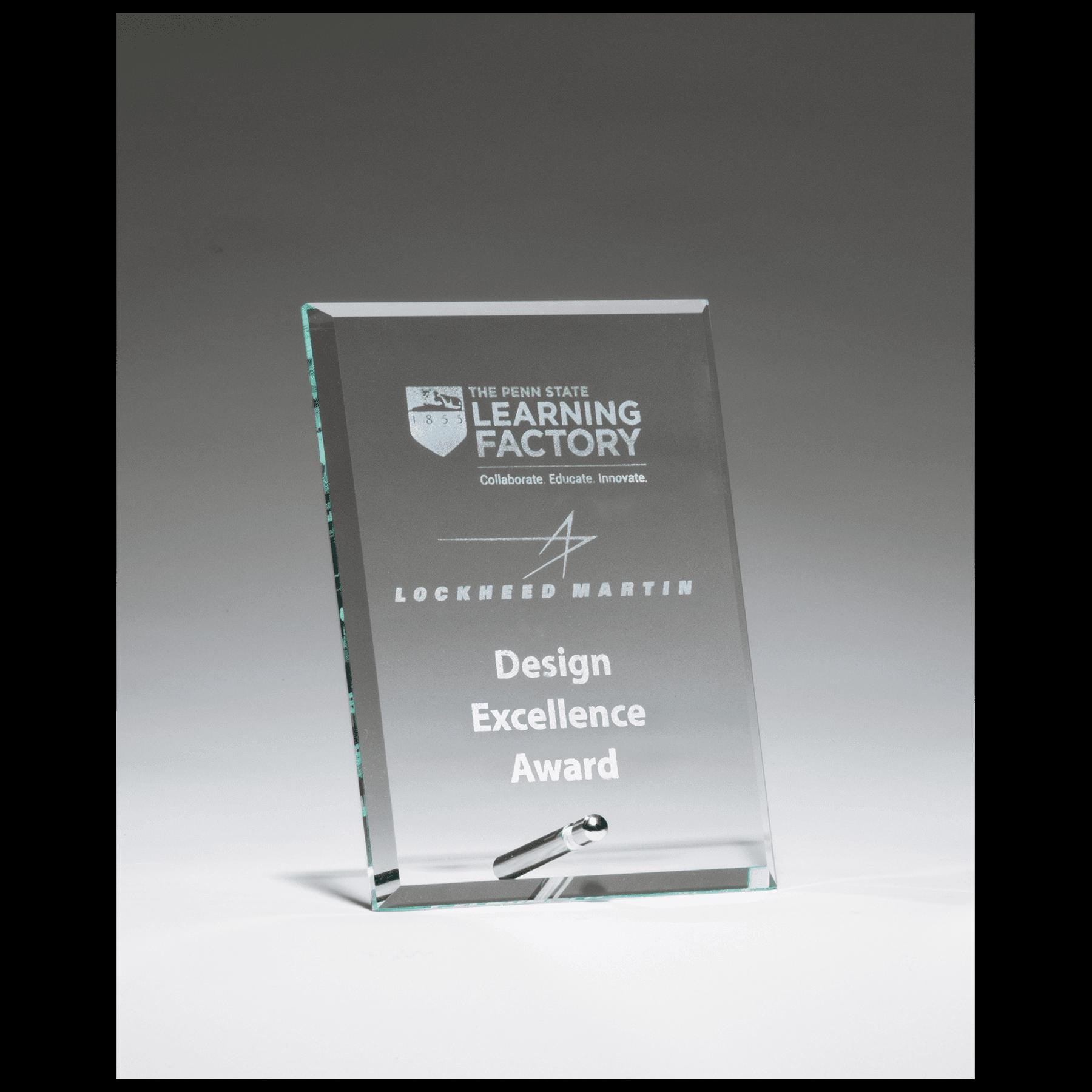 Elegant Clear Glass Award with Beveled Edge - Perfect for Recognition & Milestones - Beveled edge and silver plated easel post